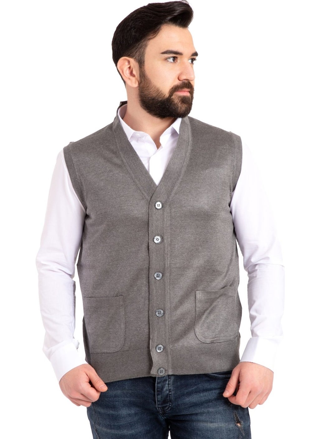 Mutlu City - Men's Middle Age and Above Fine Wool Knitwear Knitted Father's Vest 5110 - Image 1