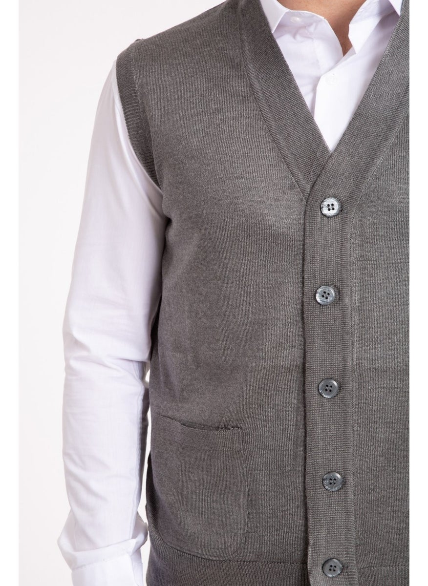 Mutlu City - Men's Middle Age and Above Fine Wool Knitwear Knitted Father's Vest 5110 - Image 1