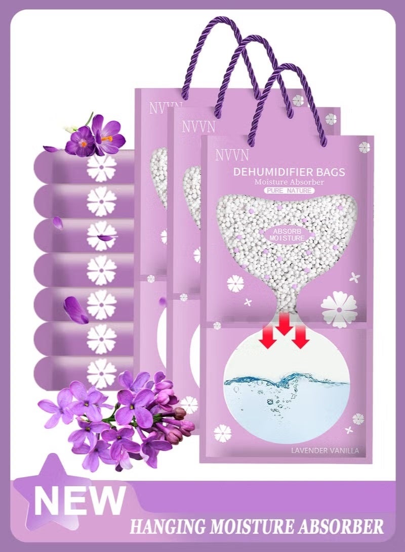 10 Pack Hanging Dehumidifier Bags, Moisture Absorber Closet Desiccant Bags with Lavender Scent for Wardrobe, Closet, Car, Basement - Safe & Anti Mold - Image 1