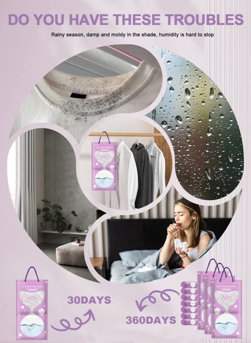 10 Pack Hanging Dehumidifier Bags, Moisture Absorber Closet Desiccant Bags with Lavender Scent for Wardrobe, Closet, Car, Basement - Safe & Anti Mold - Image 3