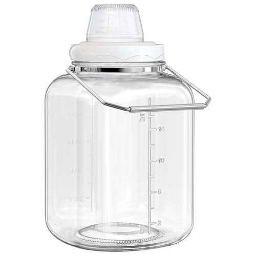Daitouge 5 Gallon Glass Jar with Airtight Lid, Square Wide Mouth Storage Jar with Stainless Steel Handle, Glass Jug with Cup for Terrarium, Storage, Dog Treats, Mead Making - Image 1