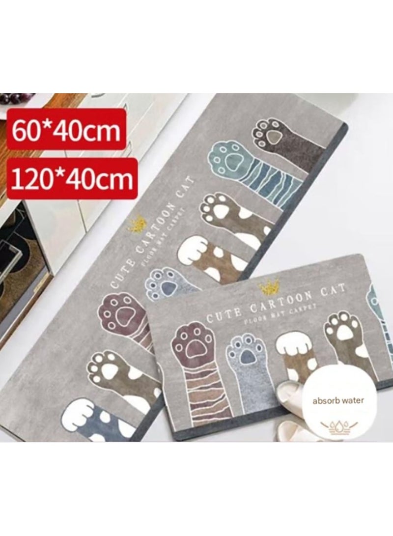 Jingke Quick-drying Absorbent Floor Mats Bathroom Anti-slip Mats Toilet Absorbent Foot Mats Entry-level Mats 40*60+40*120cm  013 - Image 1