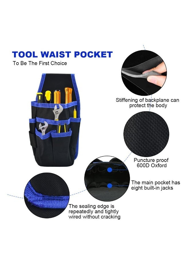 Waist Tool Bag Canvas Tool Pouch Tool Organiser Bag Small Pocket Tool Bag with Adjustable Nylon Belt for DIY Electricians Technician Carpenters Joiner Builders Black  - Image 3