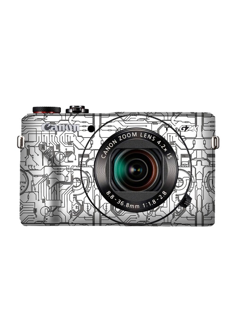 Walking Donkey Suitable For Canon G7X2 Body Frosted Ultra-Thin Film All-inclusive Protection Anti-Scratch Sticker Color Change Film G7X2 Photography Accessories Sticker (Circuit White)