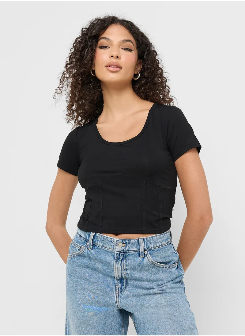Ginger Fitted T-Shirt With Corset Bodice