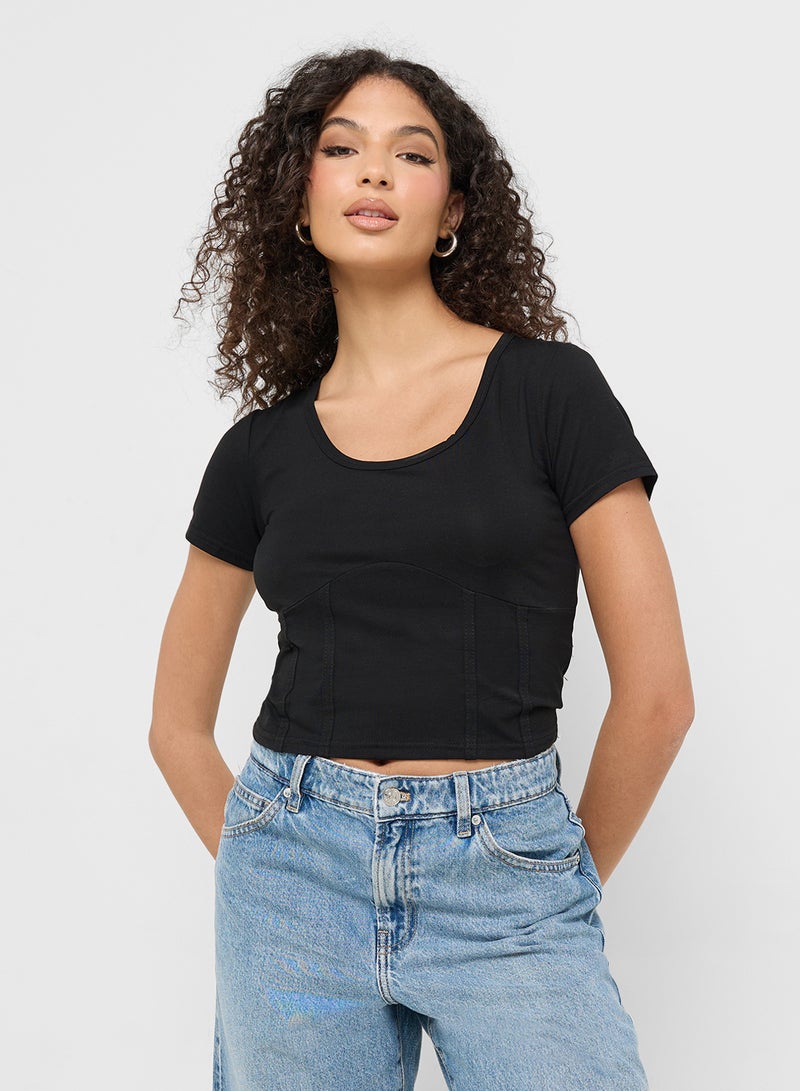 Ginger Fitted T-Shirt With Corset Bodice - Image 1