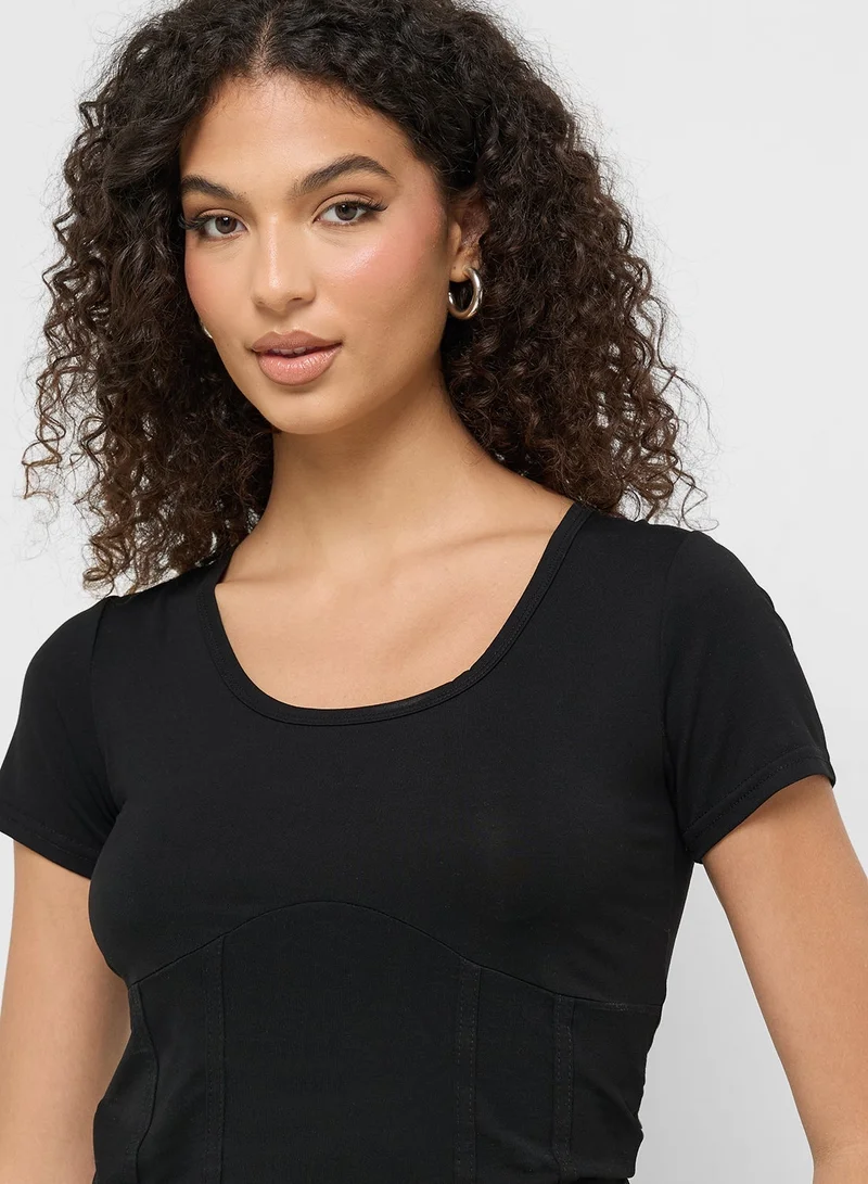 Ginger Fitted T-Shirt With Corset Bodice