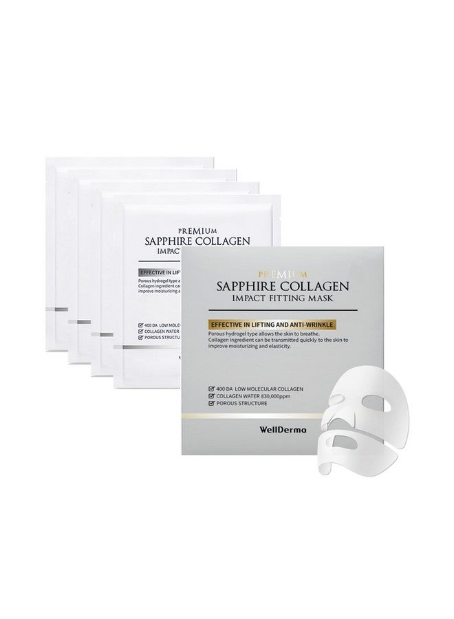 Wellderma Sapphire Premium Collagen Impact Fitting Mask 4 Ea Korean Face Sheet Mask For Rough And Dry Skin Hydrating Overnight Sheet Mask With Patented Porous Structure Hydrogel Type Niacinamide - Image 1