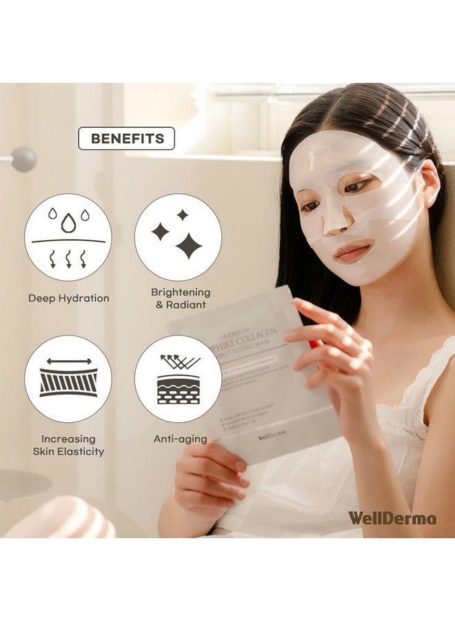 Wellderma Sapphire Premium Collagen Impact Fitting Mask 4 Ea Korean Face Sheet Mask For Rough And Dry Skin Hydrating Overnight Sheet Mask With Patented Porous Structure Hydrogel Type Niacinamide - Image 2