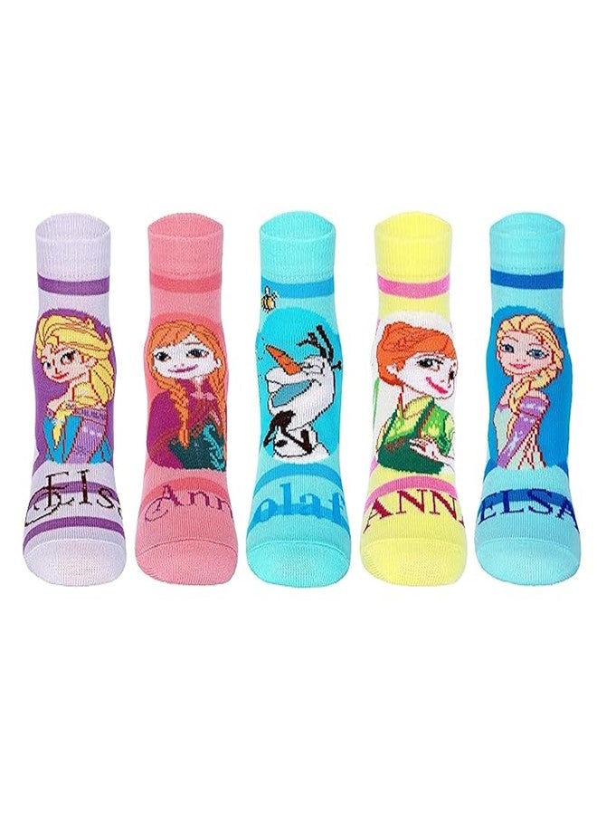 Supersox Ankle Frozen Character Socks for Girls, Made with Breathable, Anti Odour & Moisture Absorbent Combed Cotton with a Extra Durable Welt, Ideal For All Day Wear (Pack Of 5) - Image 1