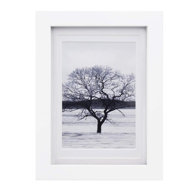 Egofine 5x7 Picture Frame Made of Solid Wood Covered by Plexiglass Display Pictures 35x54x6 with Mat or 5x7 Without Mat for Table Top Display and Wall Mounting Photo Frame White
