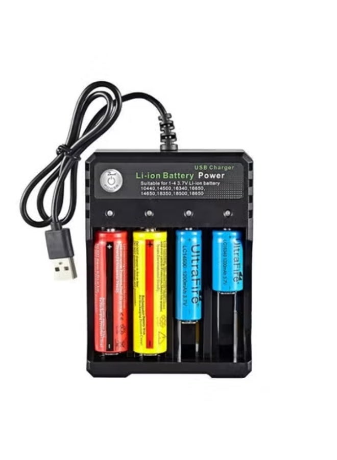 Chabeia 18650 Battery Charger 4-Bay 5V 2A for Rechargeable Batteries 3.7V Li-ion TR IMR 18650 14500 16340(RCR123) Red/Green Display (Not Battery) - Image 1