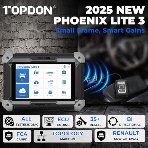 TOPDON Phoenix Lite 3, 2025 Upgraded TopDon Scanner of Lite 2, Bidirectional Scan Tool with CAN-FD, Car Diagnostic Scanner Tools, 35+ Maintenance Resets, Topology Mapping, ECU Coding, FCA Autoauth - Image 2
