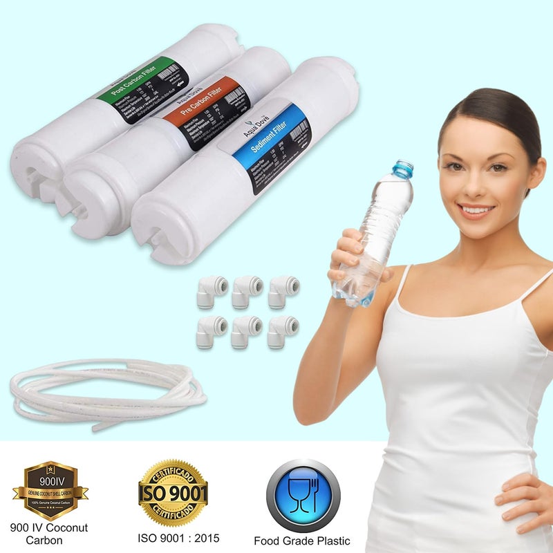 AQUADOVE AQUADOVE Universal Carbon Sediment Kit Premium Filter Set for RO Water Purifier Universal Compatibility for All Kind of RO UV UF Kitchen with Enhanced Carbon Filtration - Image 2