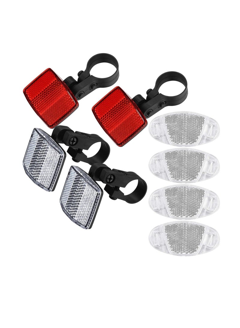 SUNSAR Bike Front and Rear Reflectors Kit (8 Pcs), Bicycle Wheel Spoke Reflectors Kit, Bike Cycling Safety Warning Reflectors for Handlebar and Seat Post - Image 1