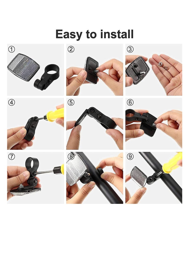 SUNSAR Bike Front and Rear Reflectors Kit (8 Pcs), Bicycle Wheel Spoke Reflectors Kit, Bike Cycling Safety Warning Reflectors for Handlebar and Seat Post - Image 2