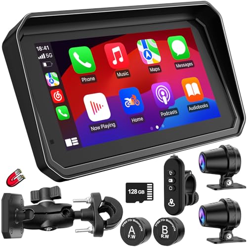 LBW MT600 Pro Portable Motorcycle Dash Cam, Quick-Release Magnetic Bracket, Wireless Motorcycle CarPlay & Android Auto, Motorbike TPMS GPS Navigation, 6" IP67 Waterproof Touchscreen, Free 128G SD Card - Image 1