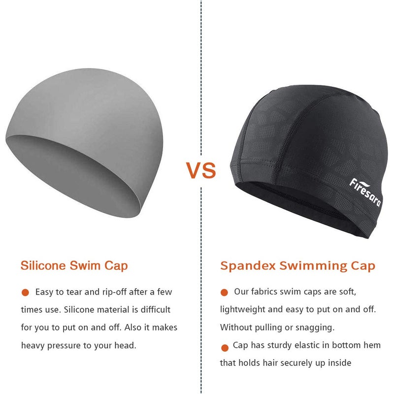 Firesara Fabric Swim Cap, High Elasticity Swimming Cap Keeps Hair Clean Breathable Fit Both Long Hair Short Hair, Swim Caps Woman Girls Men Kids One Size Hat - Image 3