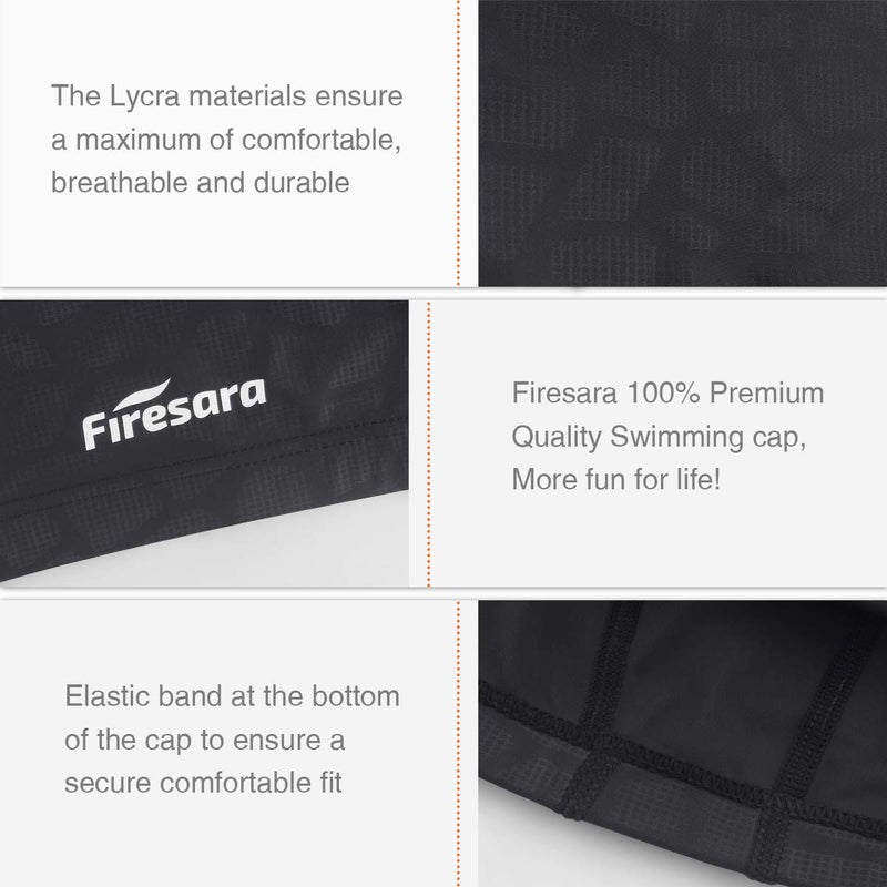 Firesara Fabric Swim Cap, High Elasticity Swimming Cap Keeps Hair Clean Breathable Fit Both Long Hair Short Hair, Swim Caps Woman Girls Men Kids One Size Hat - Image 4