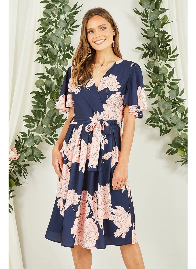 ميلا لندن Blossom Print Wrap Skater Dress