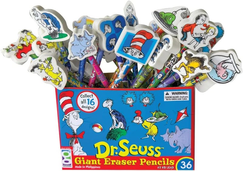 Geddes Raymond 66865 Dr. Seuss Number 2 Pencils With Giant Pencil Top Erasers (Pack of 36) - Image 1