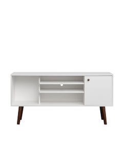WERSMT Modern TV Cabinet for TV up to 60 Inch, Wooden TV Stand with Open Shelves and Storage for Living Room, White  - Image 1
