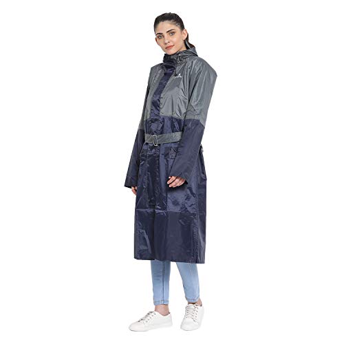 Wet Off Hood Rain Coats For Women Girls 10 Years Above Waterproof Best Raincoat(Navy-Grey, L) - Image 2