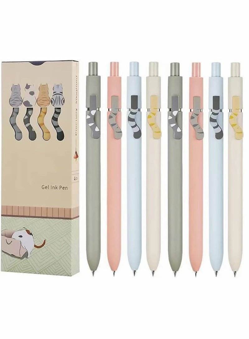 SYOSI 8PCS Cute Cat Press 0.5 Gel Pen, Boxed Pen, Office Pen, Quick-Drying Neutral Pen, Retractable Gel Ink Black Pen Rollerball Pens, for Cat Lovers Kids Stationery School Office Supplies - Image 1