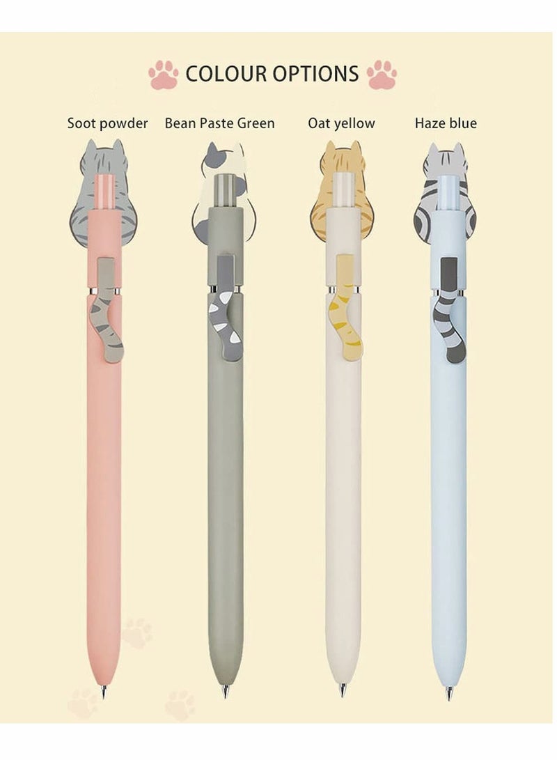 SYOSI 8PCS Cute Cat Press 0.5 Gel Pen, Boxed Pen, Office Pen, Quick-Drying Neutral Pen, Retractable Gel Ink Black Pen Rollerball Pens, for Cat Lovers Kids Stationery School Office Supplies - Image 2
