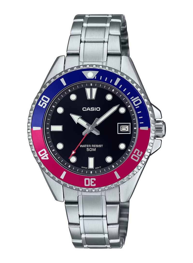 CASIO Analog Quartz Black Dial Stainless Steel Women's Watch MDV-10D-1A3VDF - Image 1