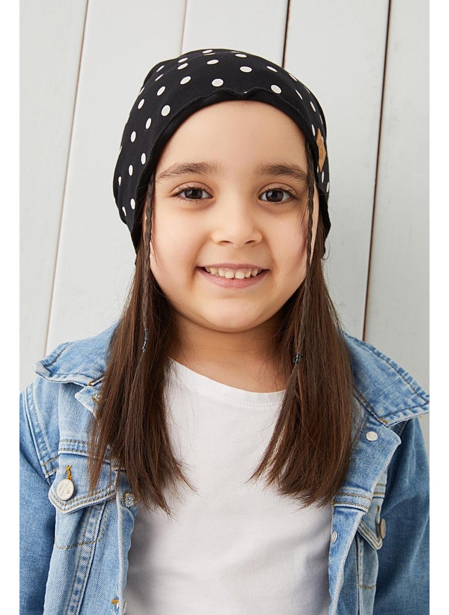 Babygiz - Black and White Baby Girl Beanie Neck Collar Set Soft 100% Cotton Combed Cotton Trend Series - Image 1