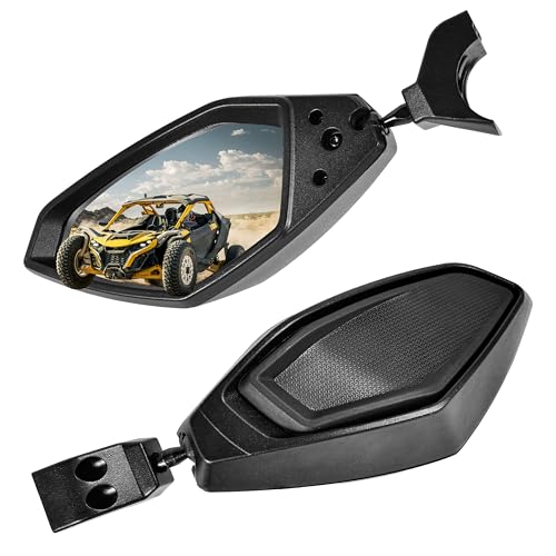 SLORIMOD Aluminum Side Mirrors for Can-Am Maverick R / X3 / Max 2017-2025, Adjustable Folding Clear Rearview Side Mirrors Replace #715007363 (1 Pair) - Image 1