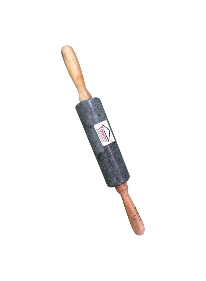 TIMMY Marble Belan with Wooden Handle Green - Heavy Duty Rolling Pin for Roti, Chapati, Paratha & Dough, Smooth Stone Roller Kitchen Tool for Easy Rolling, Durable Professional Quality Design