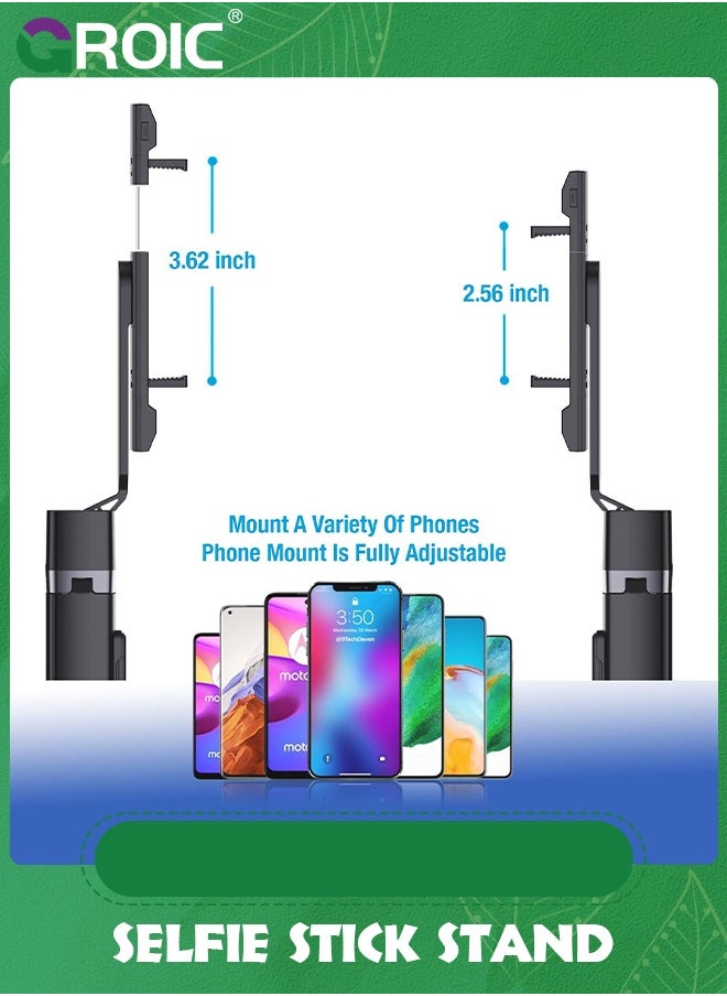 GROIC Black 40'' Lighted Selfie Stick Stand, Lightweight Phone Tripod, Wireless Bluetooth Remote, Ultra Stable 4 Legs Travel 3 Onboard Light Modes, Compatible with iPhone & Android  - Image 5