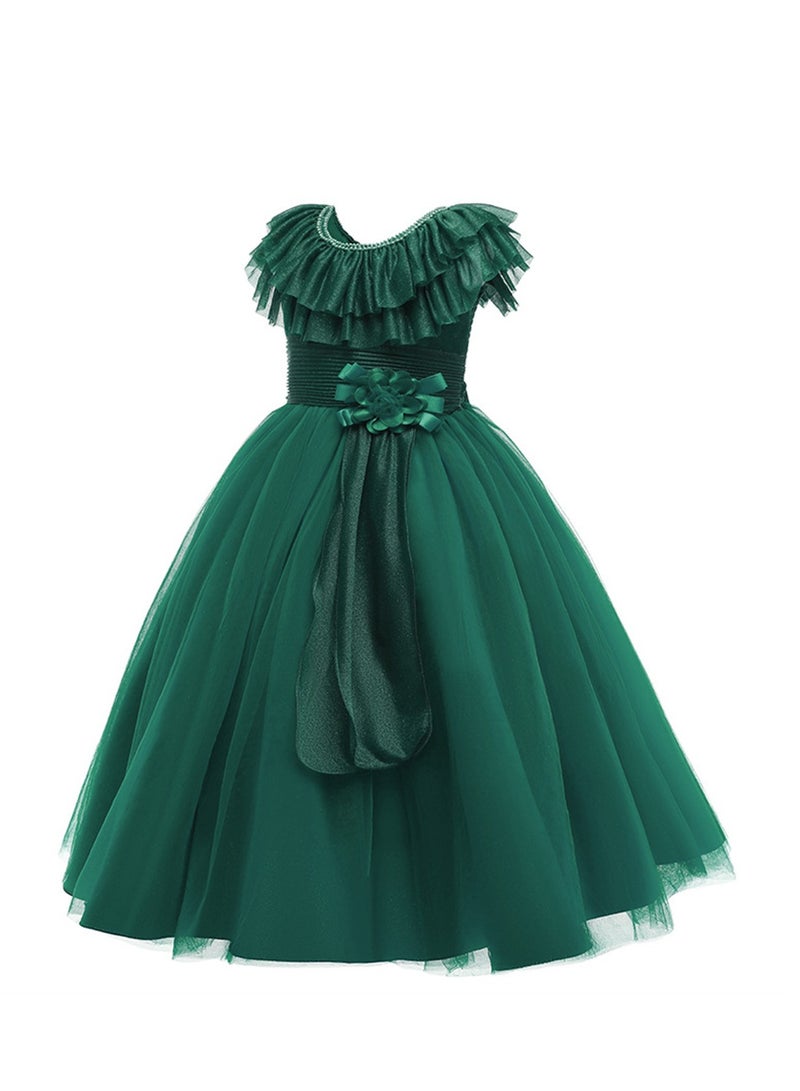 Girls princess dress tutu gauze atmospheric performance costume little girl flower girl wedding dress Costumes - Image 1