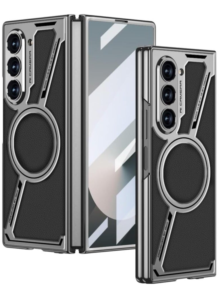 general Case Compatible with Samsung Galaxy Z Fold 6 5G Case, Built-in Screen Protector Protertion, Luxury Plating & Leather All-Inclusive Shockproof Case, Support Wireless Charging - Image 1