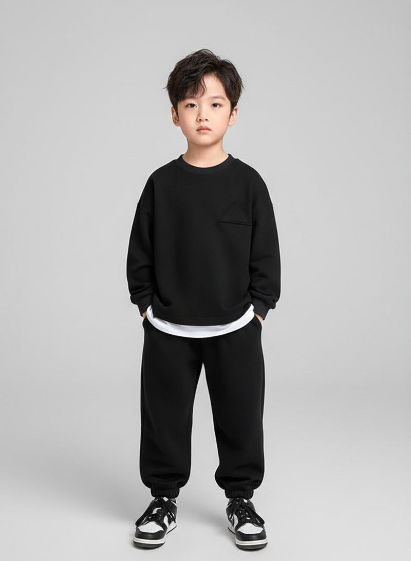 babyqlo Classic Black Winter Boys Tracksuit Set - Image 1