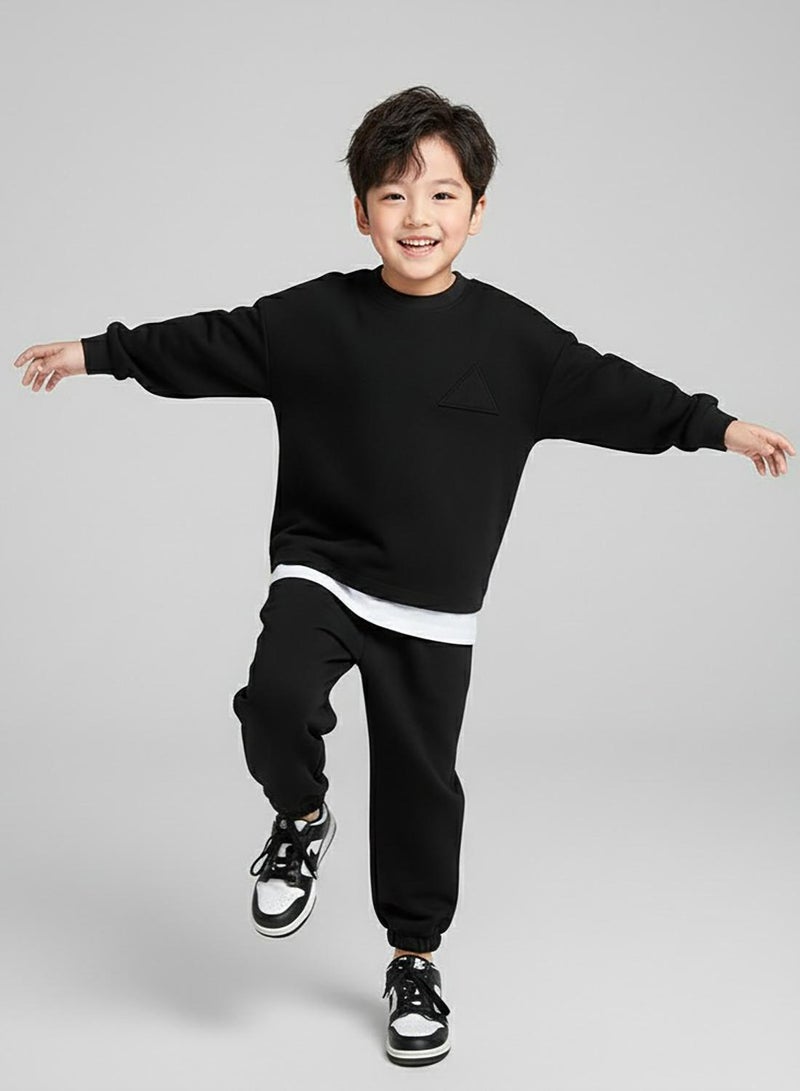 babyqlo Classic Black Winter Boys Tracksuit Set - Image 4
