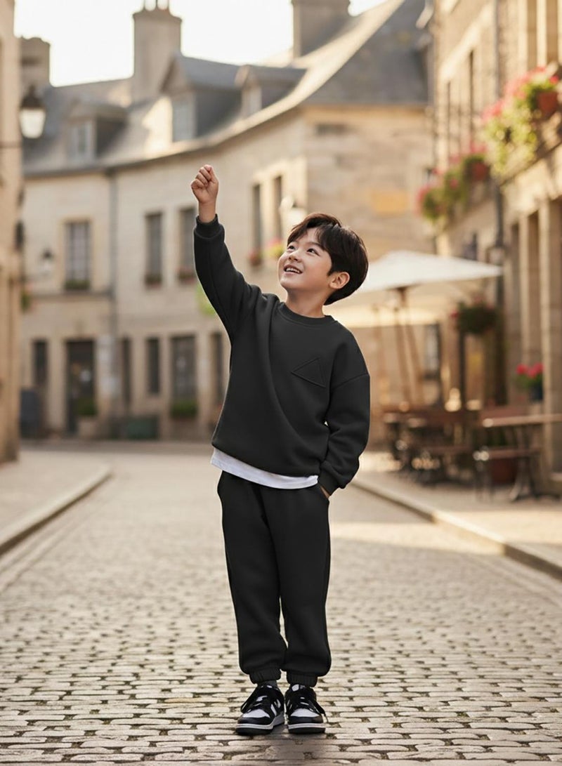 babyqlo Classic Black Winter Boys Tracksuit Set - Image 5