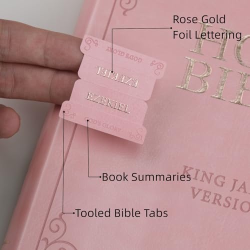 UPAFEXXI-Leather Bible Tabs with Book Summaries, Tooled Bible Tabs for Women and Men(Rose Gold Foil Lettering) Large Print Stickers, Easy to Read and Apply, 80 Chapters Labels for Easy Navigation - Image 2