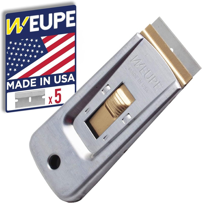 WEUPE Razor Blade Scraper Tools (Set of 1), Window Scraper, Glass Cooktop Scraper & Paint Scraper, Car Decal, Sticker and Glue Remover Razor Holder with 5 Replaceable Single Edge Blades - Image 1