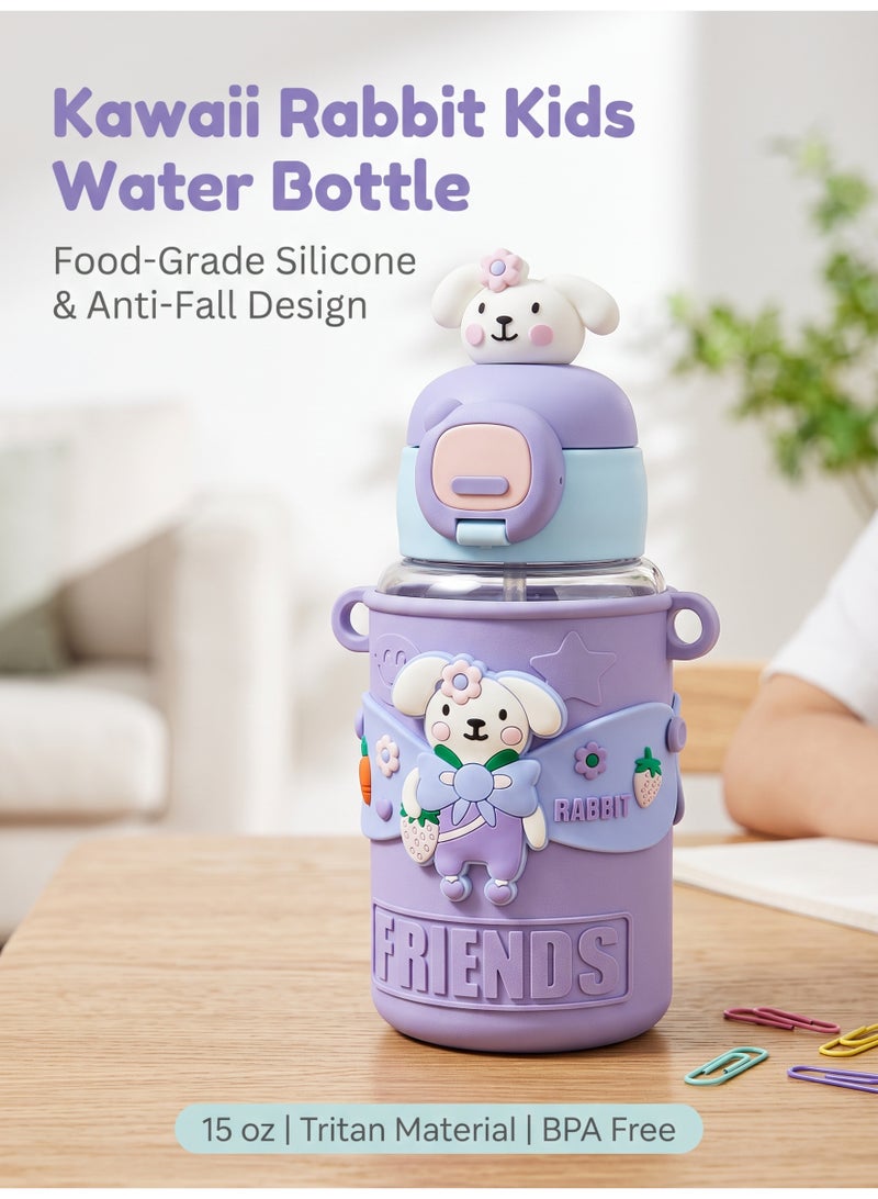 Cartoon Children's Cartoon Transparent Outdoor Water Cup Anti-fall Doll Water Cup 680ML - Fantasy Purple - Image 1