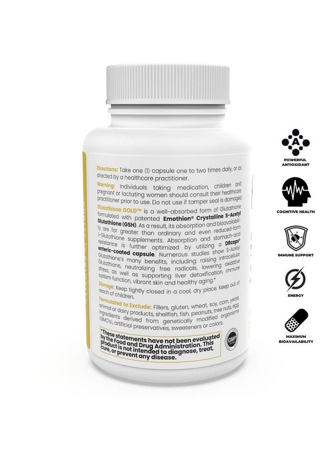 Pure Therapro Rx Sacetyl Glutathione Gold 60 Drcaps "Acidresistant"; 200Mg Per Capsule; Patented Acetylated Form Of Glutathione (Emothion); 2 Month Supply; Zero Fillers / Flow Agents; Pharmaceutical Grade - Image 4