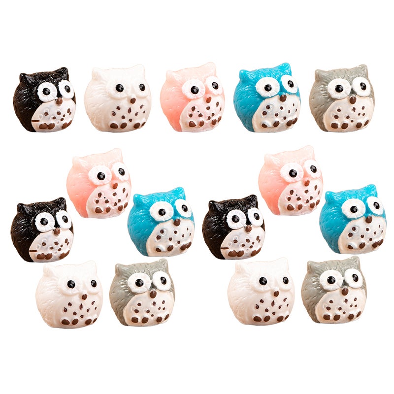 15pcs Owl Figurine: Resin Mini Owls Miniature Animal Figure Tiny Bird Statue Accessories Landscape Plant Pot Bonsai Craft Decor - Image 3