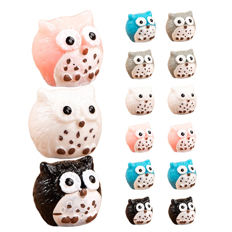 15pcs Owl Figurine: Resin Mini Owls Miniature Animal Figure Tiny Bird Statue Accessories Landscape Plant Pot Bonsai Craft Decor - Image 2