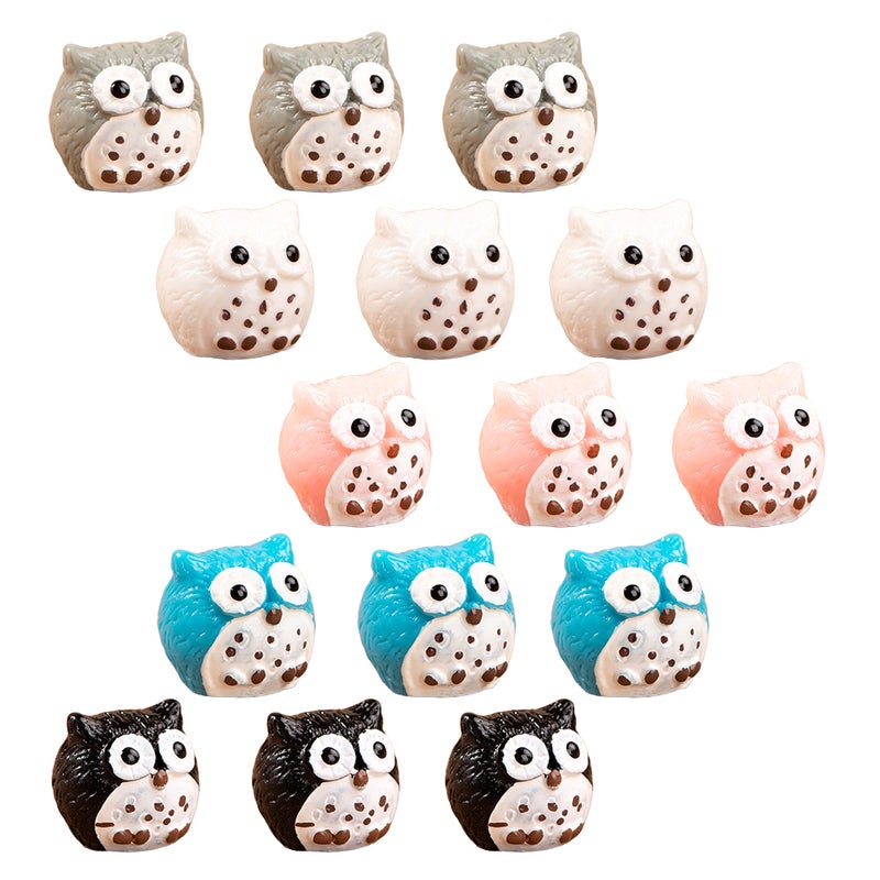 15pcs Owl Figurine: Resin Mini Owls Miniature Animal Figure Tiny Bird Statue Accessories Landscape Plant Pot Bonsai Craft Decor - Image 1