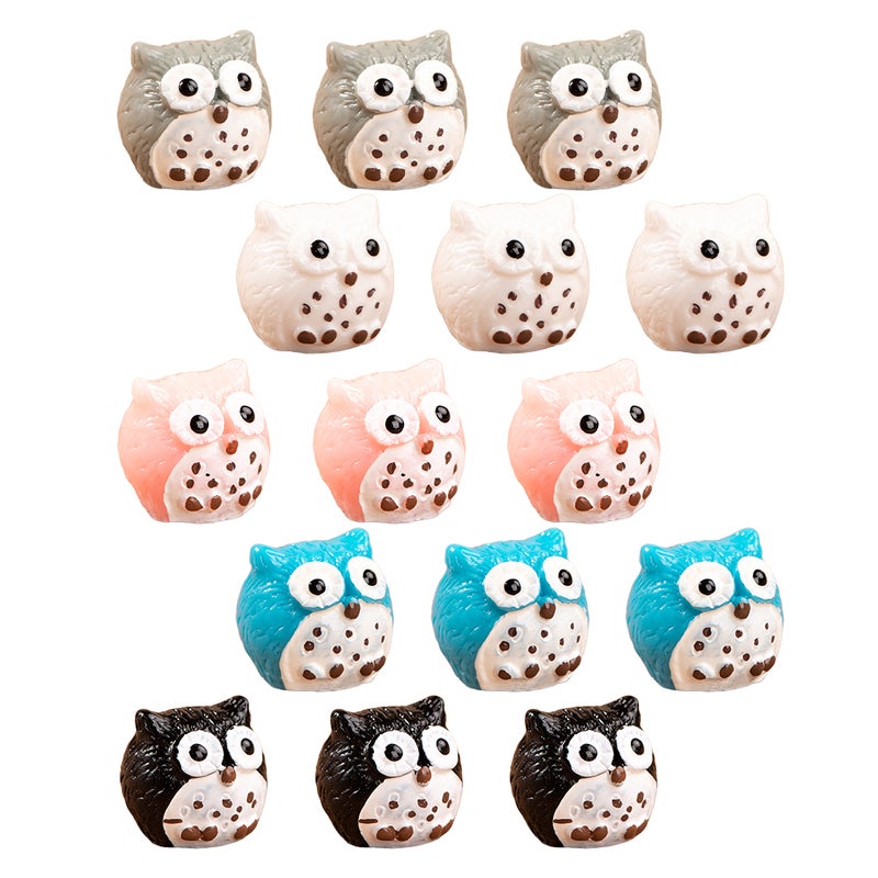 15pcs Owl Figurine: Resin Mini Owls Miniature Animal Figure Tiny Bird Statue Accessories Landscape Plant Pot Bonsai Craft Decor - Image 4