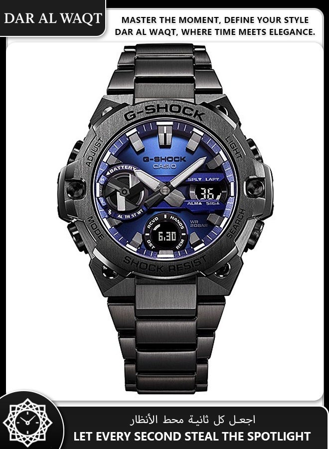 كاسيو ساعة كاسيو G-STEEL GST-B400BD-1A2 للرجال - رقيقة للغاية 12.9mm كربون جوهر الحرس ، اتصال بلوتوث ، تعمل بالطاقة الشمسية ، غطاء مطلي بالأيون والفرقة ، مقاومة للصدمات ، مقاومة للماء 200M - Image 4