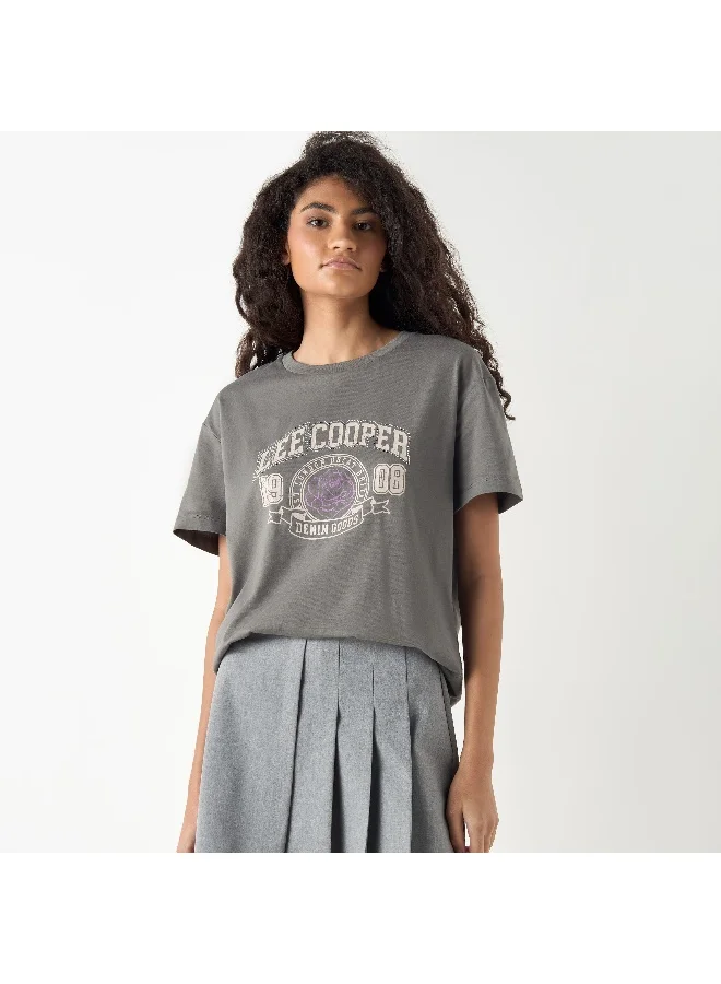 Lee Cooper Lee Cooper Studded Crew Neck T-shirt with Short Sleeves