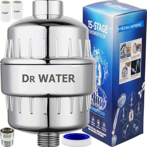 DR.WATER Dr. Water Shower Filter and Taps Hard Water Purifier for Kitchen and Bathroom, Chrome, 15 Stage - Image 1